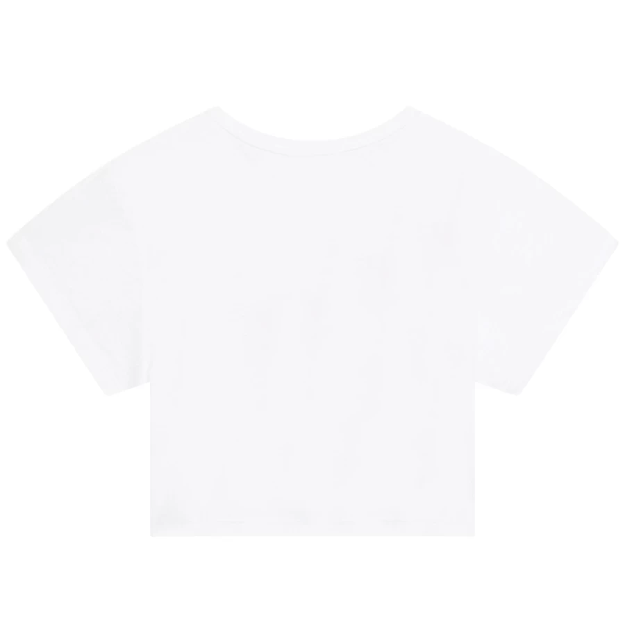 SONIA RYKIEL Girls White Short-Sleeved Cotton T-Shirt for Casual Wear