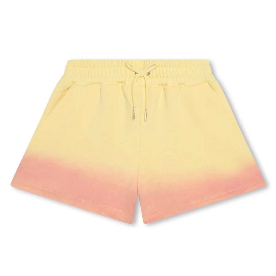 LANVIN Girls' Straw Yellow Cotton Fleece Shorts for Comfort and Style