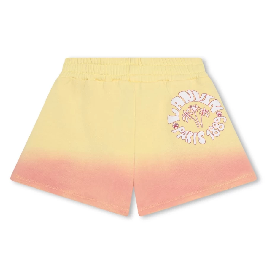 LANVIN Girls' Straw Yellow Cotton Fleece Shorts for Comfort and Style