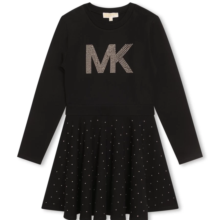 MICHAEL KORS Black Studded Long-Sleeve Dress for Girls