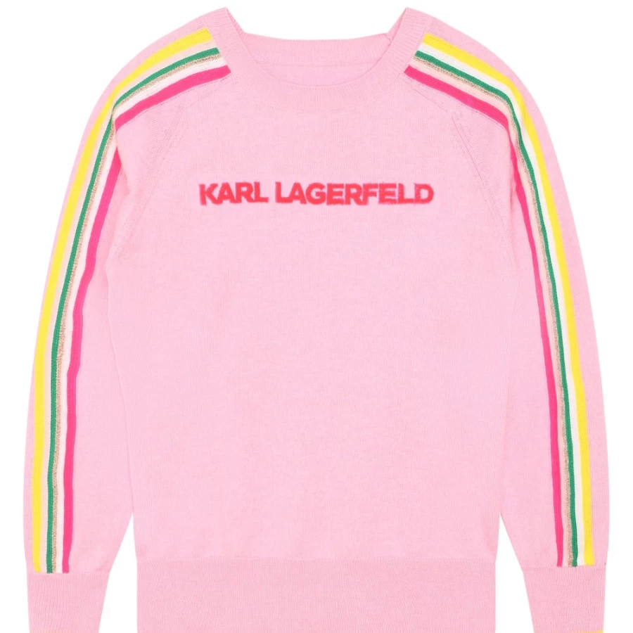 KARL LAGERFELD KIDS Girls' Pink Washed Cotton Cashmere Jumper Sweater