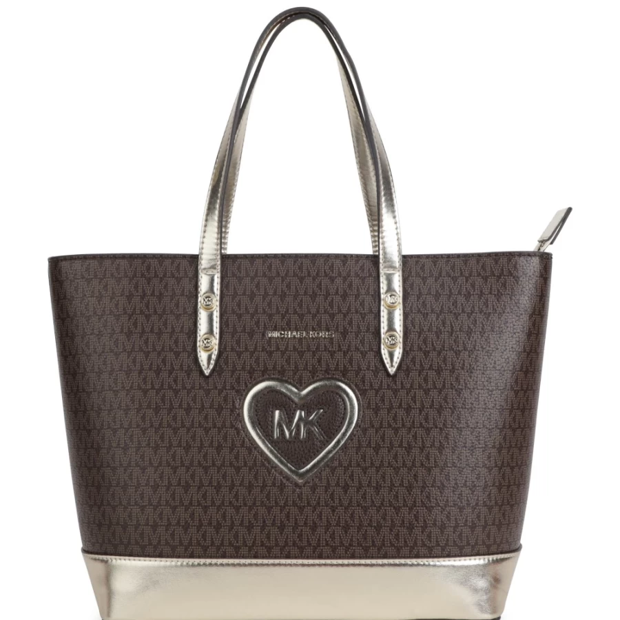 MICHAEL KORS Chocolate Brown Coated Textile Tote Bag for Women