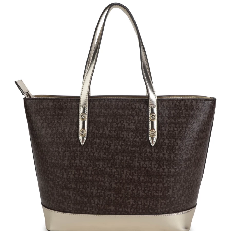 MICHAEL KORS Chocolate Brown Coated Textile Tote Bag for Women