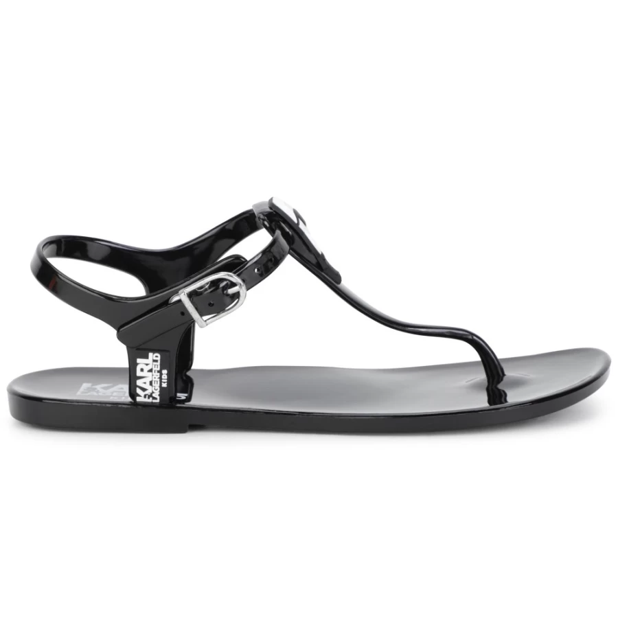 KARL LAGERFELD KIDS Girls Black Buckled Slingback Sandals for Girls