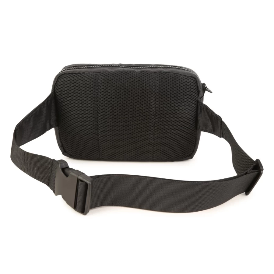 HUGO Black Zip-Up Fabric Belt Bag for Girls - Stylish Waist Pack