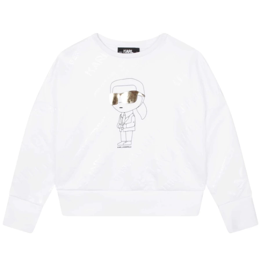 KARL LAGERFELD KIDS Girls White Printed Sweatshirt