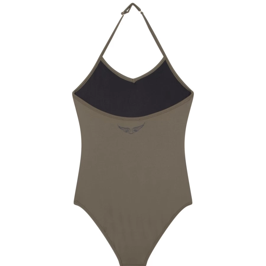ZADIG & VOLTAIRE Khaki One-Piece Message Bathing Suit for Girls