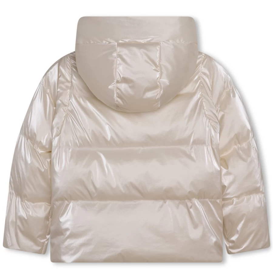 MICHAEL KORS Cream Puffer Jacket for Girls with Detachable Sleeves