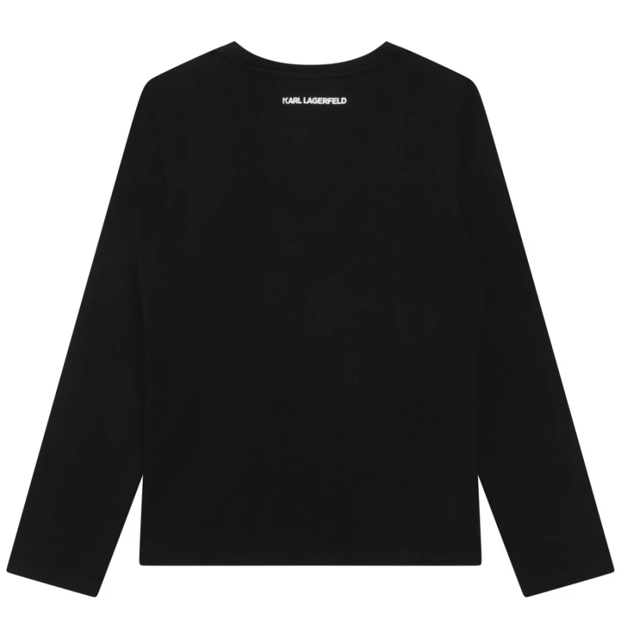 KARL LAGERFELD KIDS Black Cotton Long-Sleeve T-Shirt for Girls