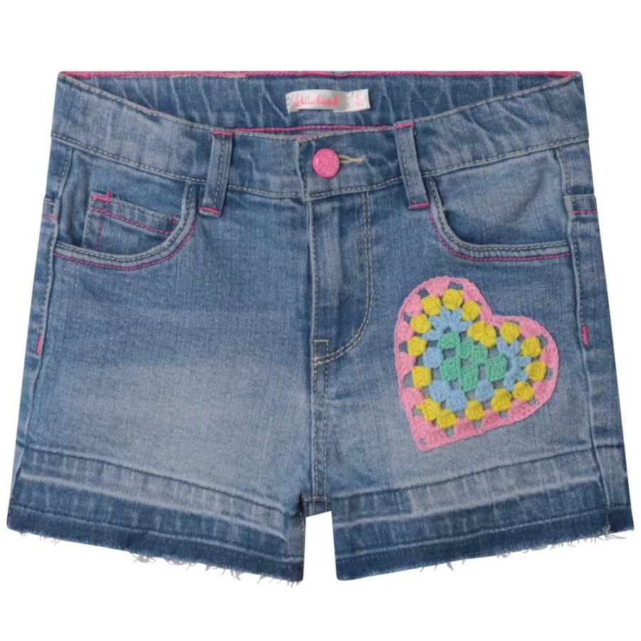 BILLIEBLUSH Girls' Denim Shorts in Double Stone & Bleach Wash - Stylish Distressed Jean Shorts for Teens