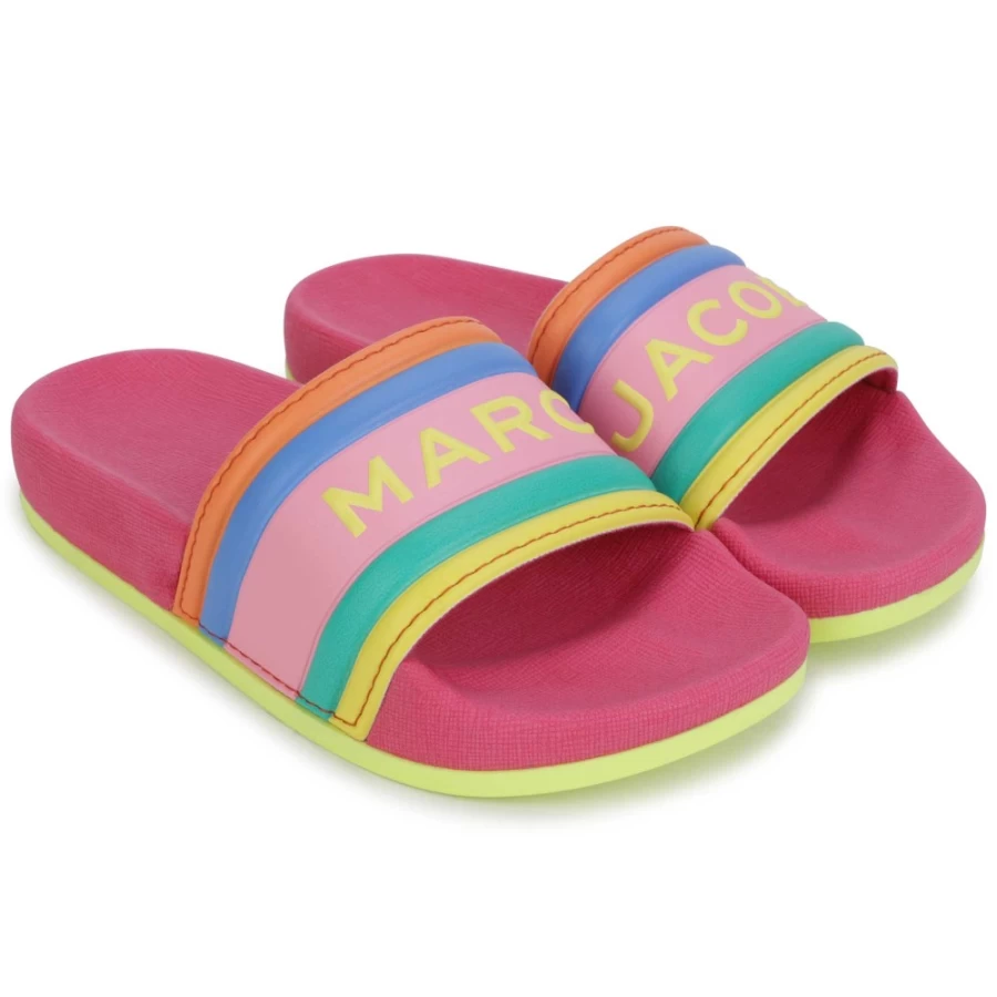 MARC JACOBS Fuschia Plastic Sliders for Girls | Comfortable & Stylish Sandals