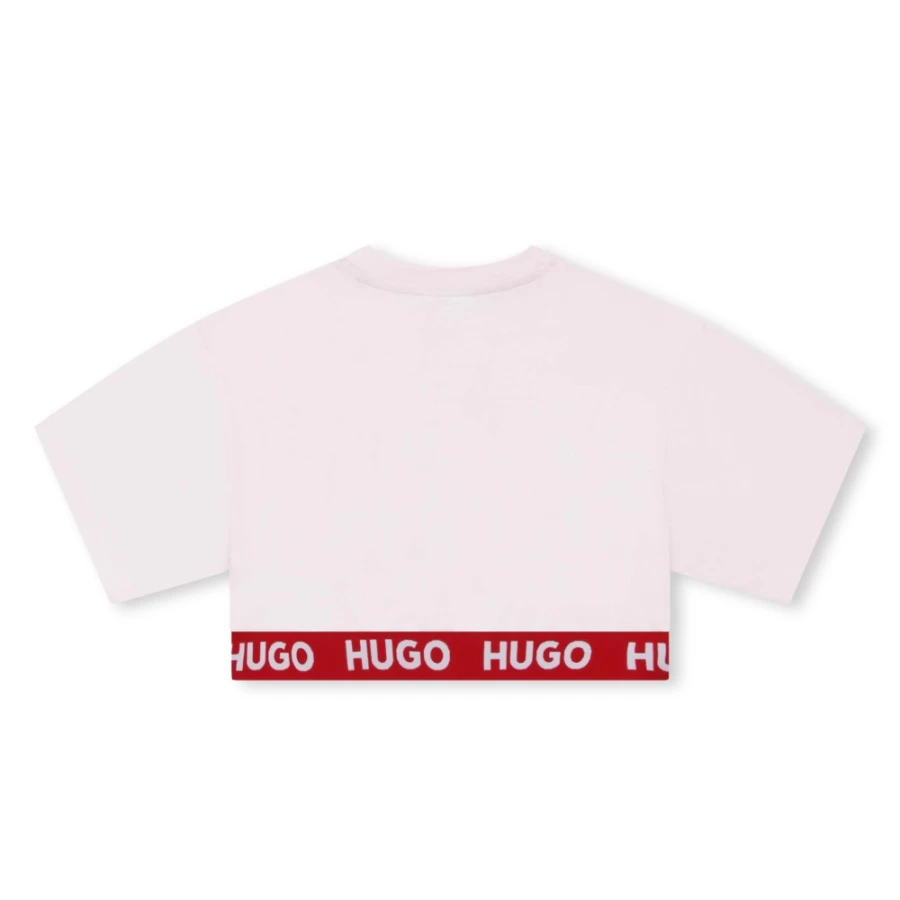 HUGO Girls Pale Pink Short-Sleeved T-Shirt for Kids