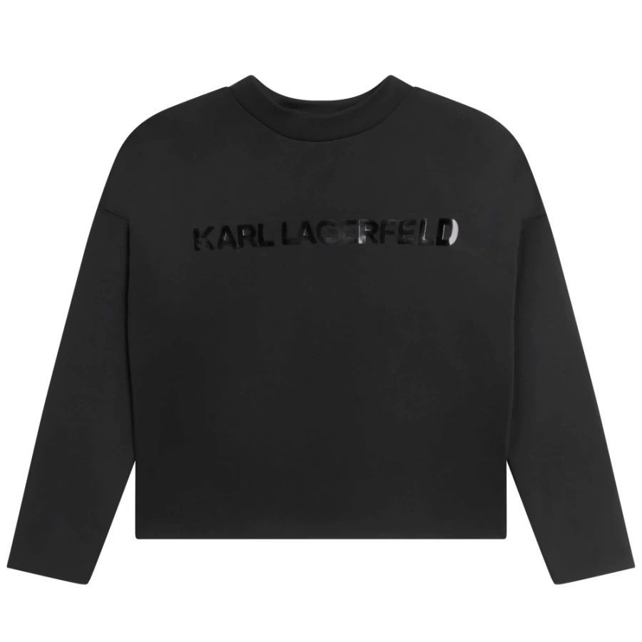 KARL LAGERFELD KIDS Girls Black Flocked Sweatshirt