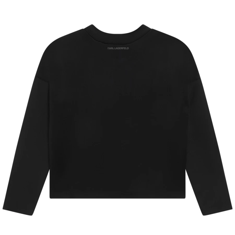 KARL LAGERFELD KIDS Girls Black Flocked Sweatshirt