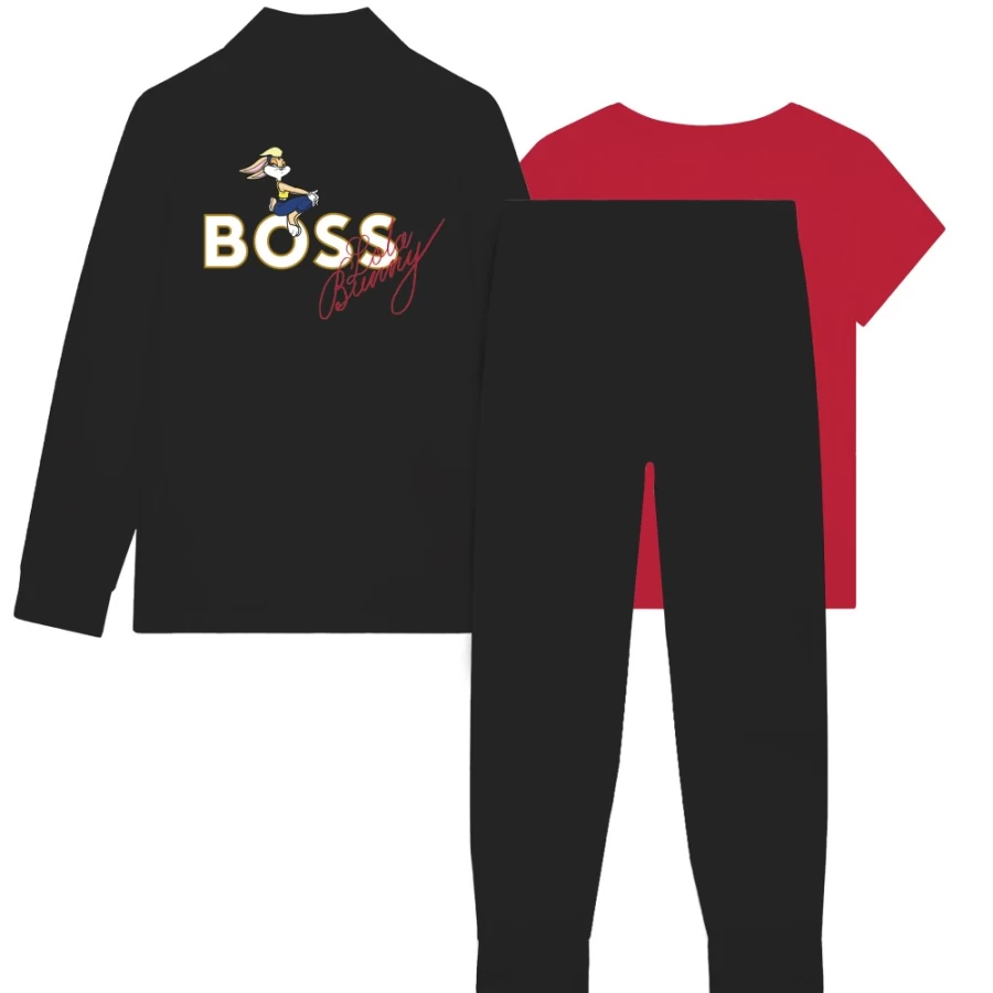 BOSS Girls' Black Three-Piece Outfit Set - Stylish & Comfortable