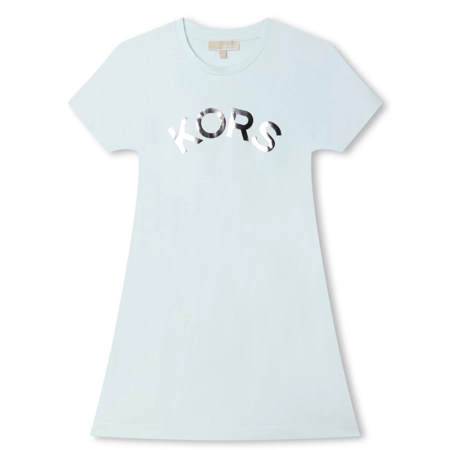 MICHAEL KORS Girl's Flared Logo Dress in Blade Aqua | Stylish Flare Design for Girls