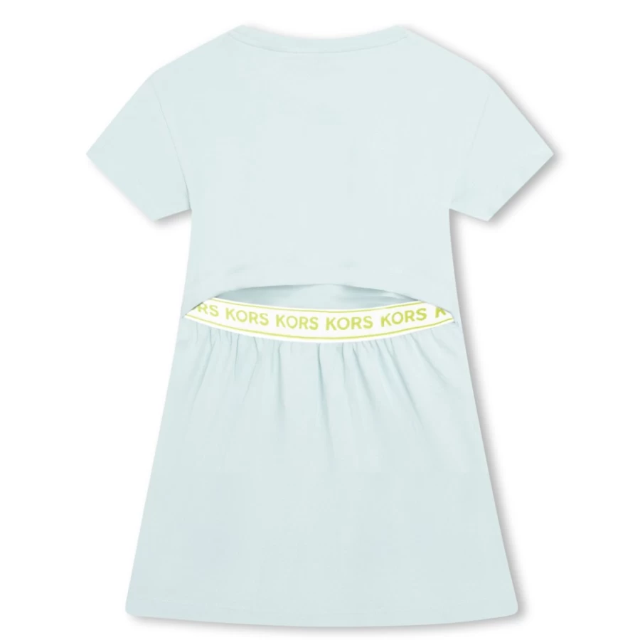 MICHAEL KORS Girl's Flared Logo Dress in Blade Aqua | Stylish Flare Design for Girls