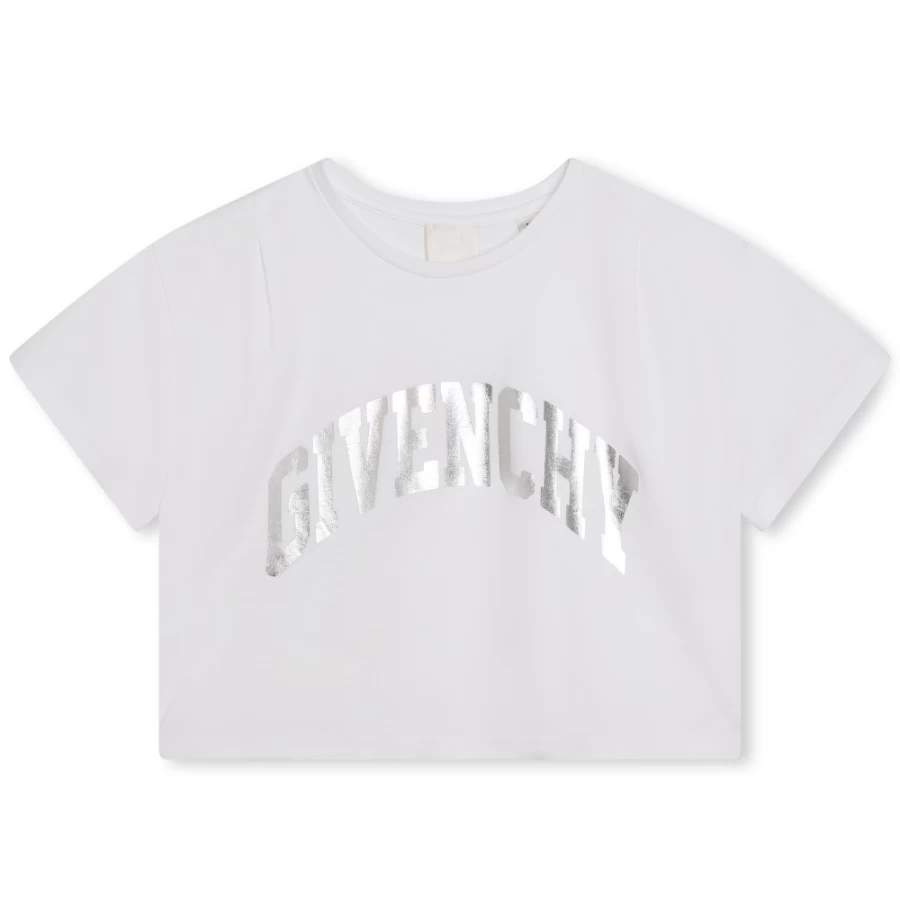 Givenchy White Cotton Pleated T-Shirt for Girls