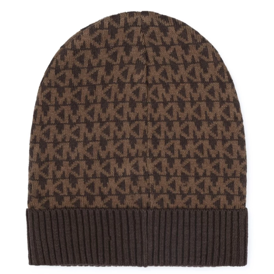 MICHAEL KORS Girls' Chocolate Brown Cotton & Wool Jacquard Knit Hat