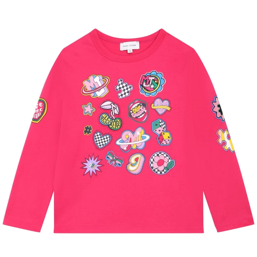 MARC JACOBS Girls Fuschia Long-Sleeved T-Shirt for Kids