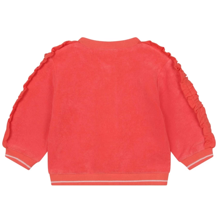 CARREMENT BEAU Girls Peach Zipped Terry Towel Sweatshirt - Soft Cotton Hoodie for Kids