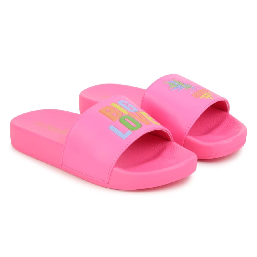 BILLIEBLUSH Pink Asymmetric Slide Sandals for Girls - Trendy Summer Footwear