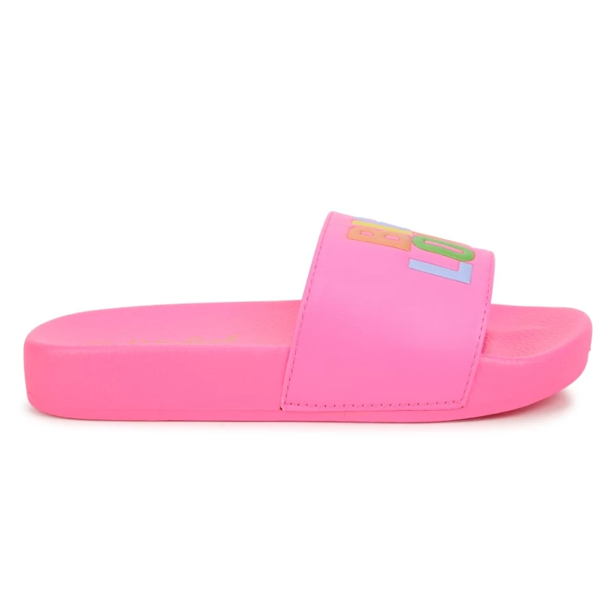 BILLIEBLUSH Pink Asymmetric Slide Sandals for Girls - Trendy Summer Footwear