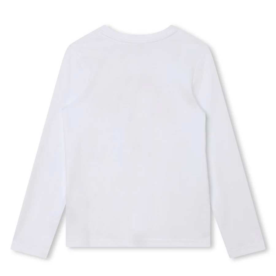 SONIA RYKIEL Girls' White Long-Sleeved Cotton T-Shirt for Kids