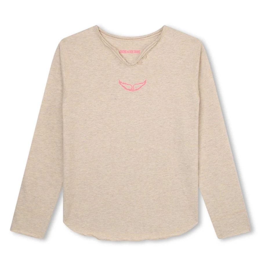 ZADIG & VOLTAIRE Girls' Long-Sleeve Cotton T-Shirt | Soft Comfortable Top