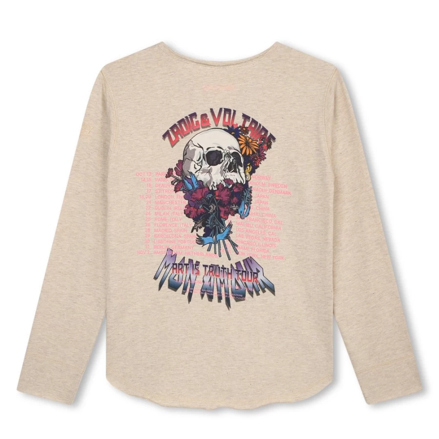 ZADIG & VOLTAIRE Girls' Long-Sleeve Cotton T-Shirt | Soft Comfortable Top