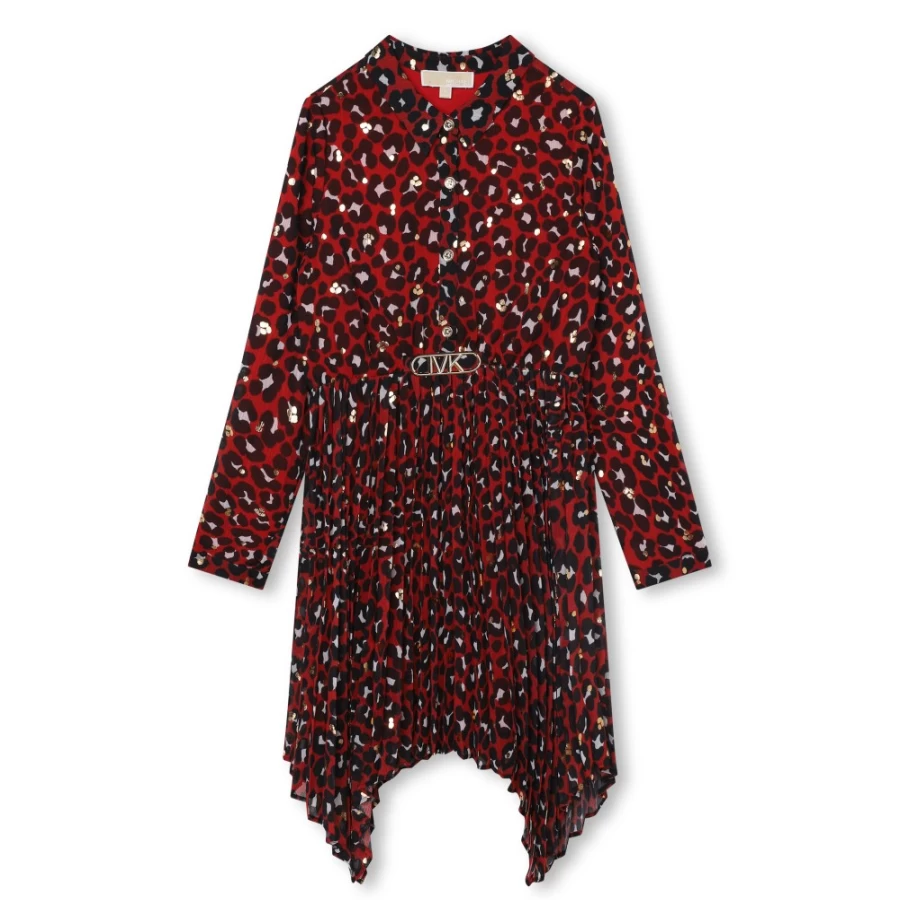 MICHAEL KORS Girls Dark Red Printed Shirt Dress