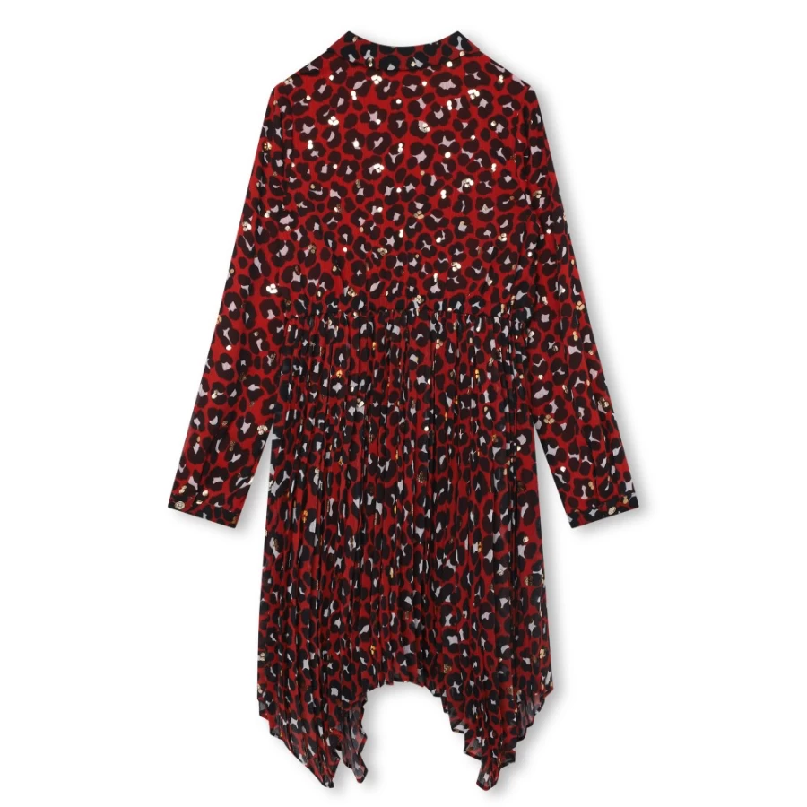 MICHAEL KORS Girls Dark Red Printed Shirt Dress