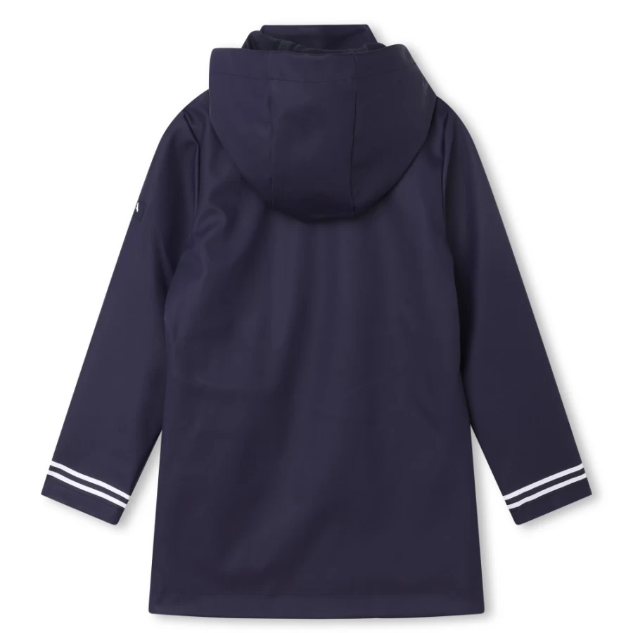 AIGLE Navy Hooded Raincoat for Girls - Waterproof Kids Rain Jacket