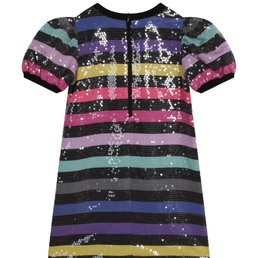 SONIA RYKIEL Girls Multicoloured Striped Sequined Dress for Party Wear