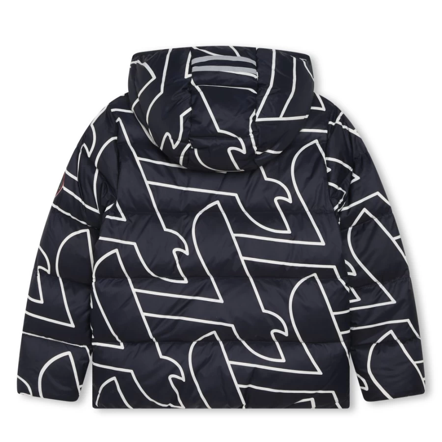 AIGLE Navy Monogram-Print Puffer Jacket for Girls
