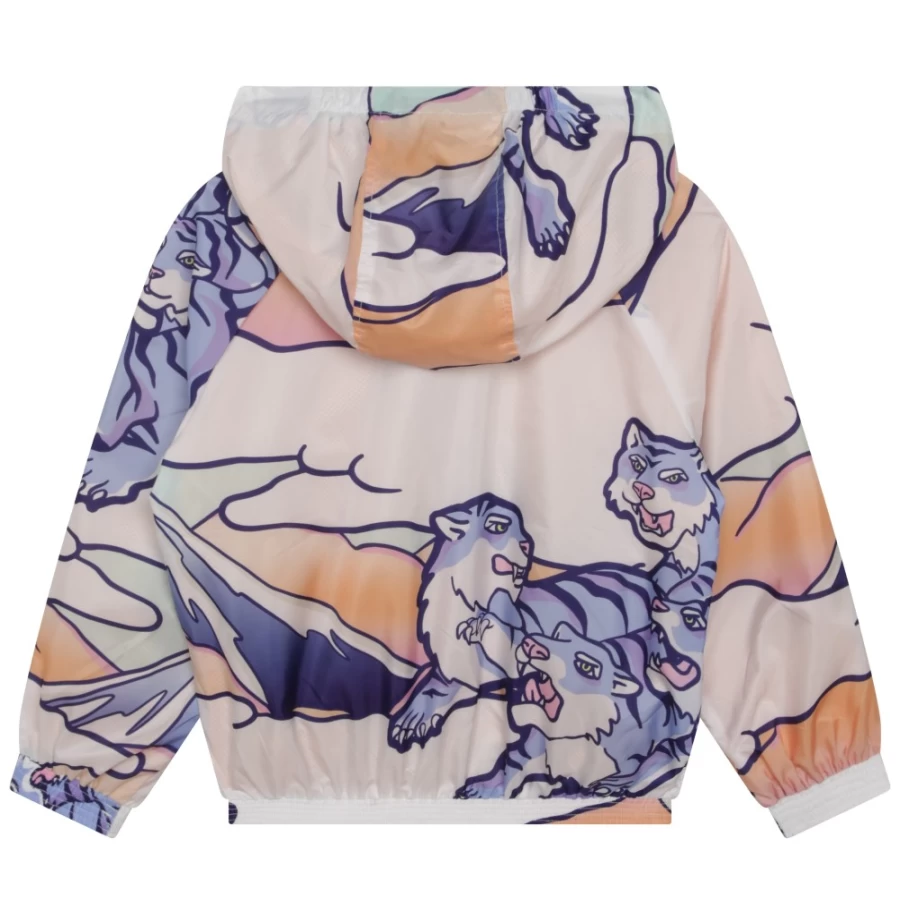 KENZO KIDS Girls' White Printed Hooded Windbreaker Jacket
