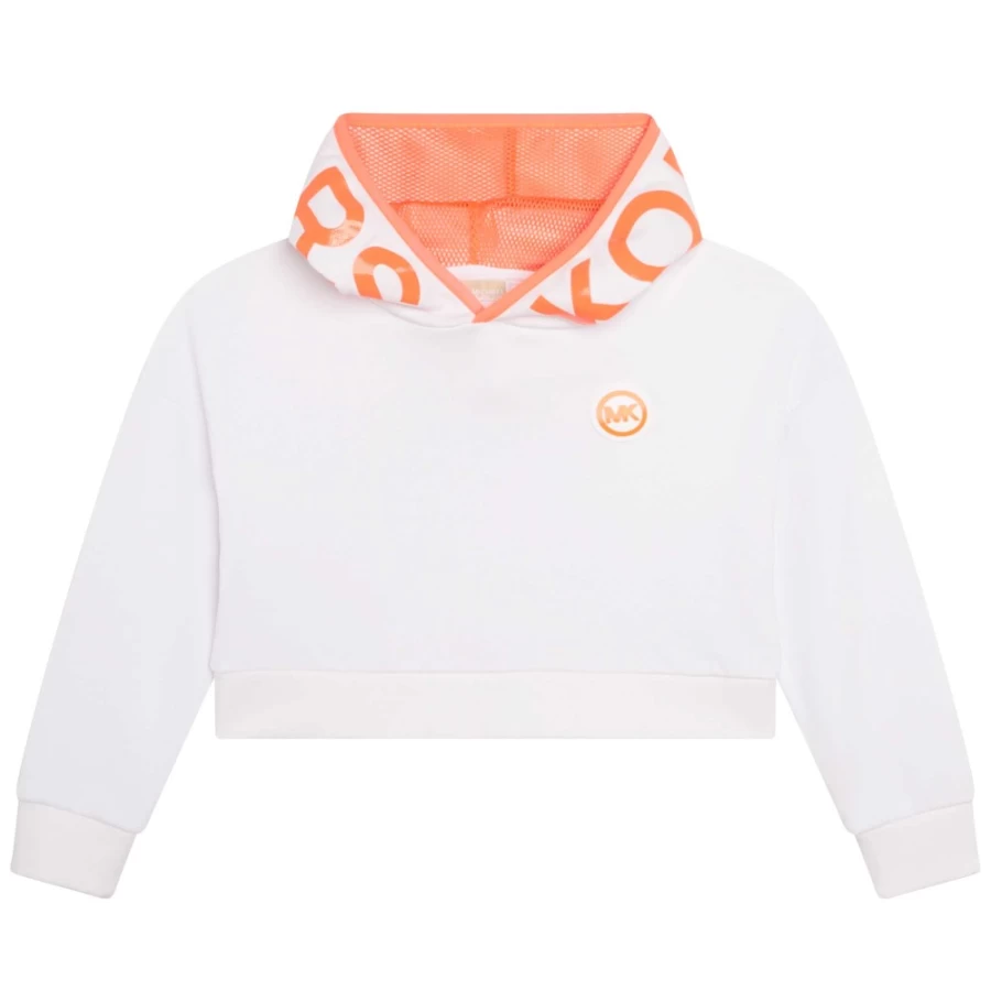 MICHAEL KORS Girls' White Cotton Fleece Sweatshirt for Comfort & Style