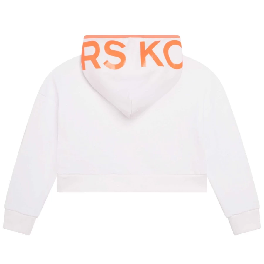 MICHAEL KORS Girls' White Cotton Fleece Sweatshirt for Comfort & Style