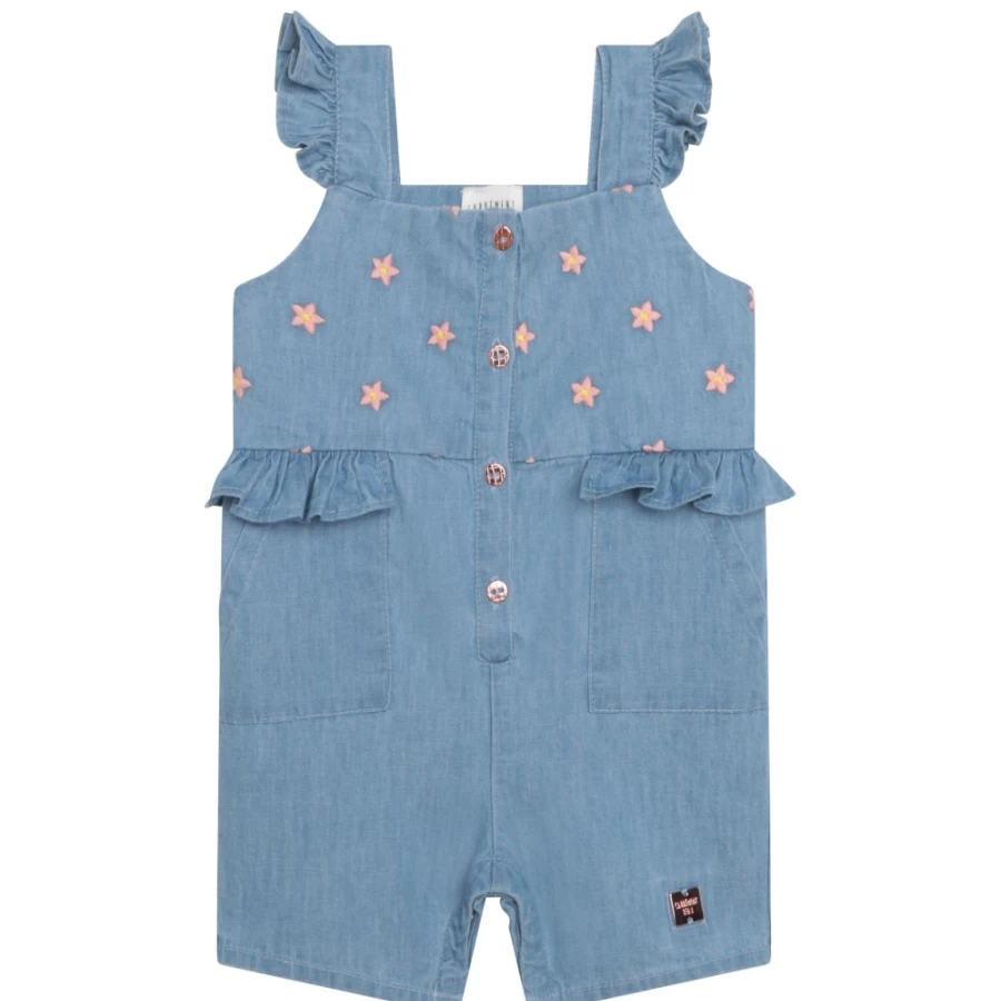 CARREMENT BEAU Denim Blue Playsuit With Straps for Girls