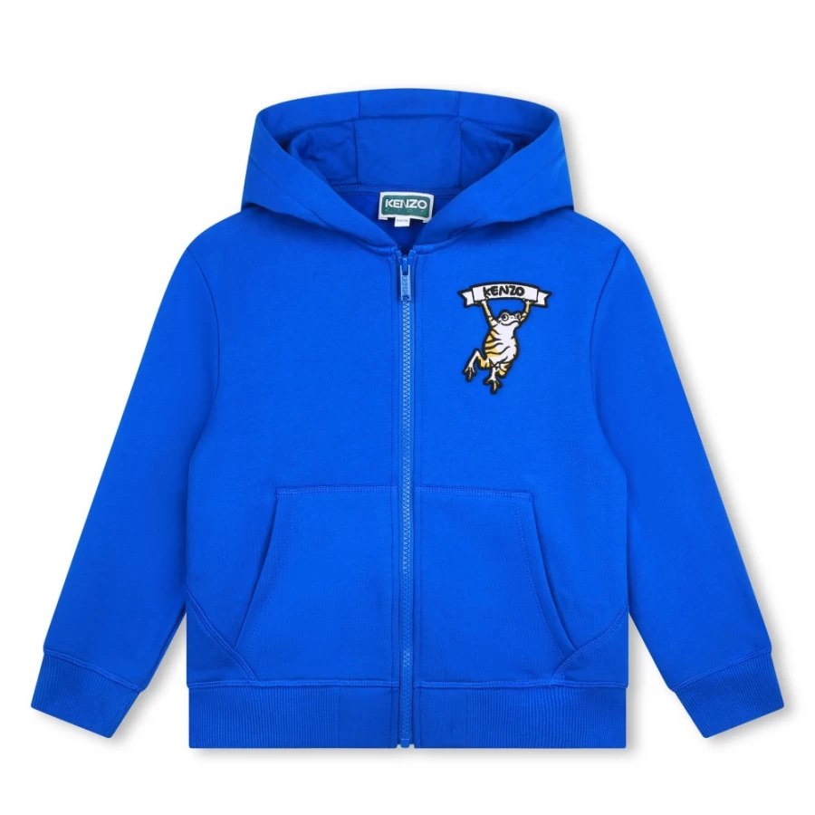 KENZO KIDS Blue Hooded Jogging Cardigan for Girls - Stylish & Comfortable