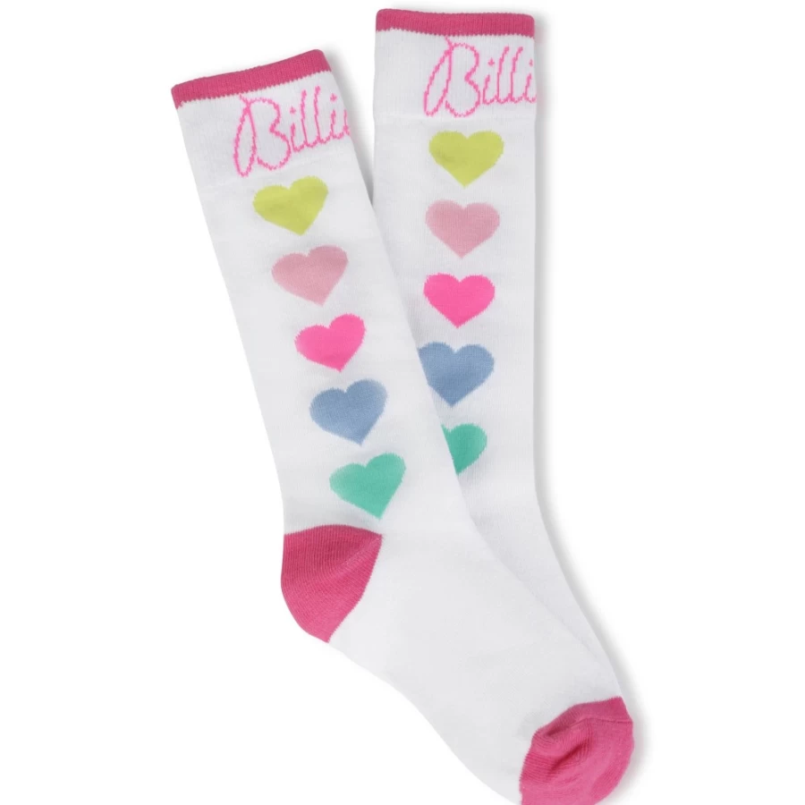 BILLIEBLUSH White Heart Tall Socks for Girls - Cute Knee High Socks with Heart Design