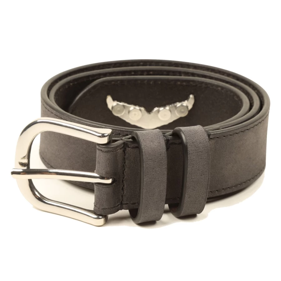 ZADIG & VOLTAIRE Glitter Leather Belt for Girls - Dark Grey Sparkling Fashion Accessory