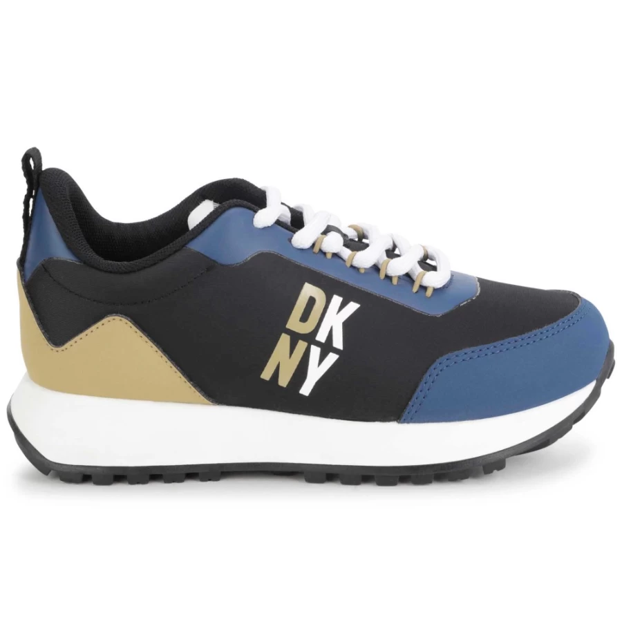 DKNY Black Two-Material Lace-Up Trainers for Girls