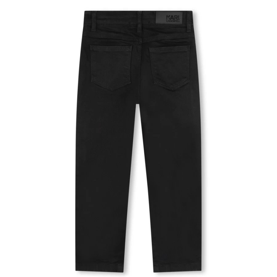 KARL LAGERFELD KIDS Girl's Denim Black Cotton Jeans With Beaded Embellishments
