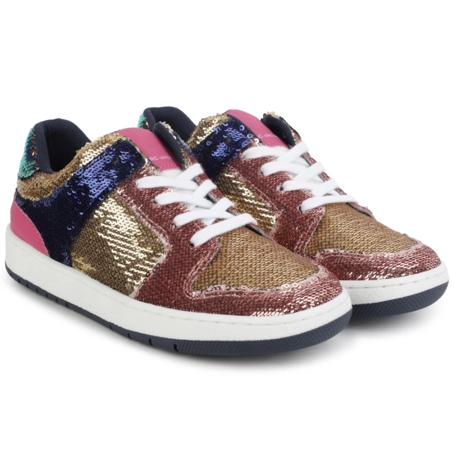 MARC JACOBS Girls' Unique Multicolored Lace-Up Sneakers Fashion Trainers