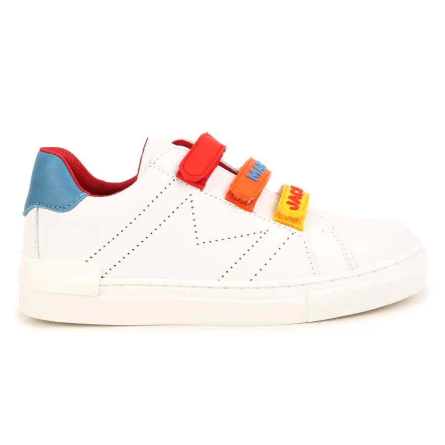 MARC JACOBS Girls White Leather Hook-And-Loop Trainers Sneakers