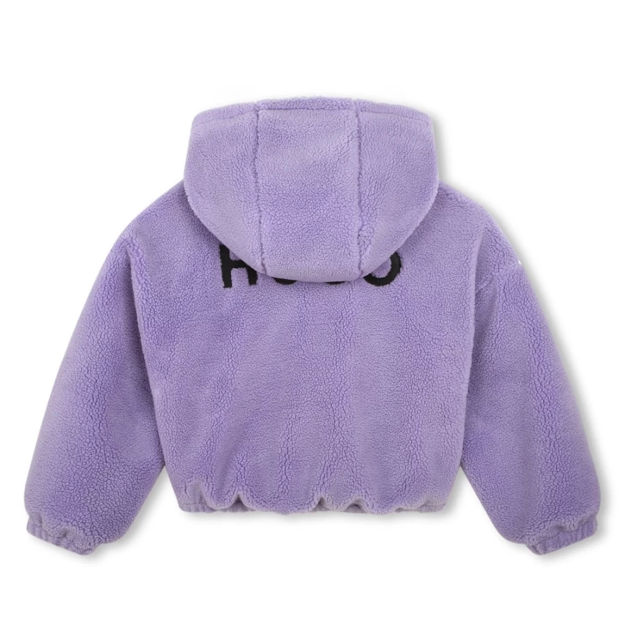 HUGO Lilac Cropped Hoodie for Girls - Stylish Hooded Sweatshirt