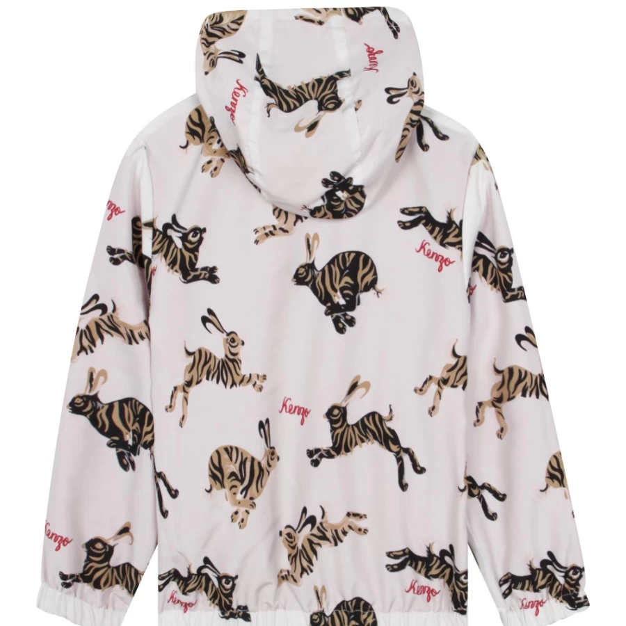 KENZO KIDS Girls' Off White Reversible Zip-Up Windcheater Jacket