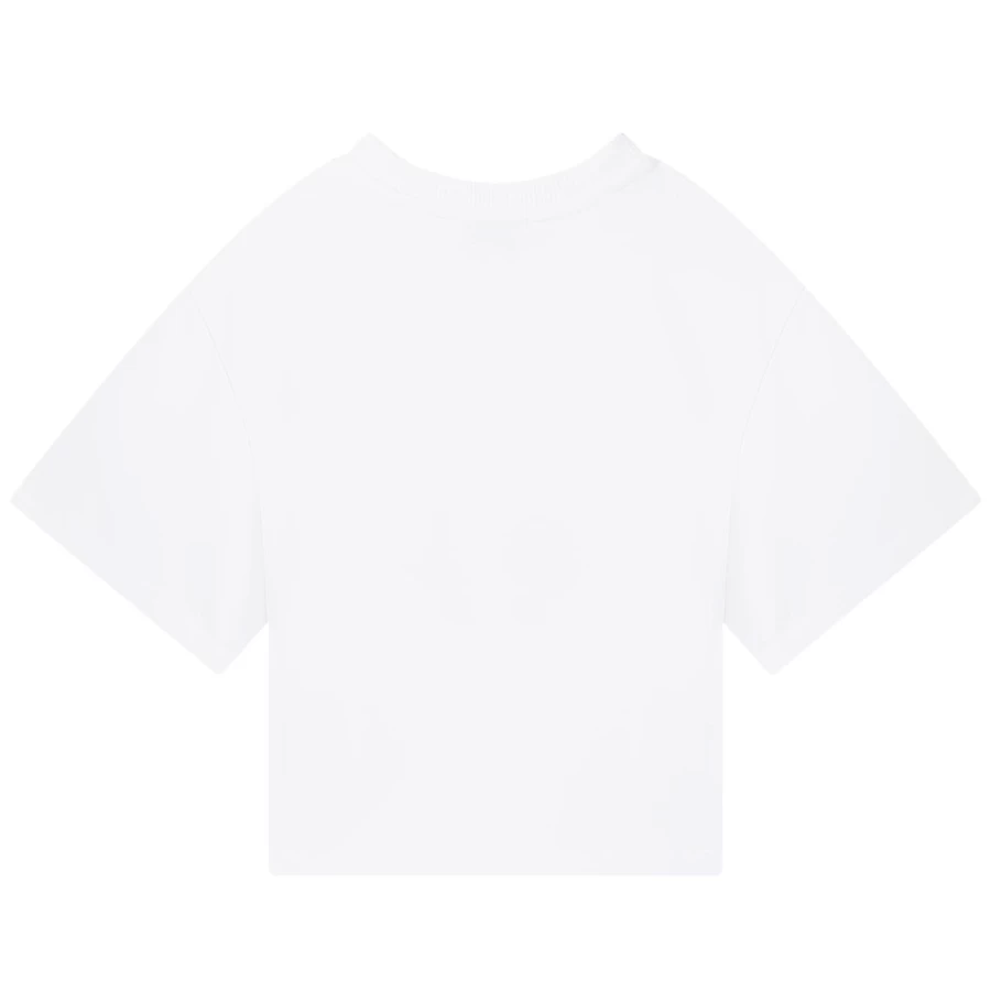KENZO KIDS Girls White Short Sleeve Tee-Shirt | Classic Cotton T-Shirt for Girls