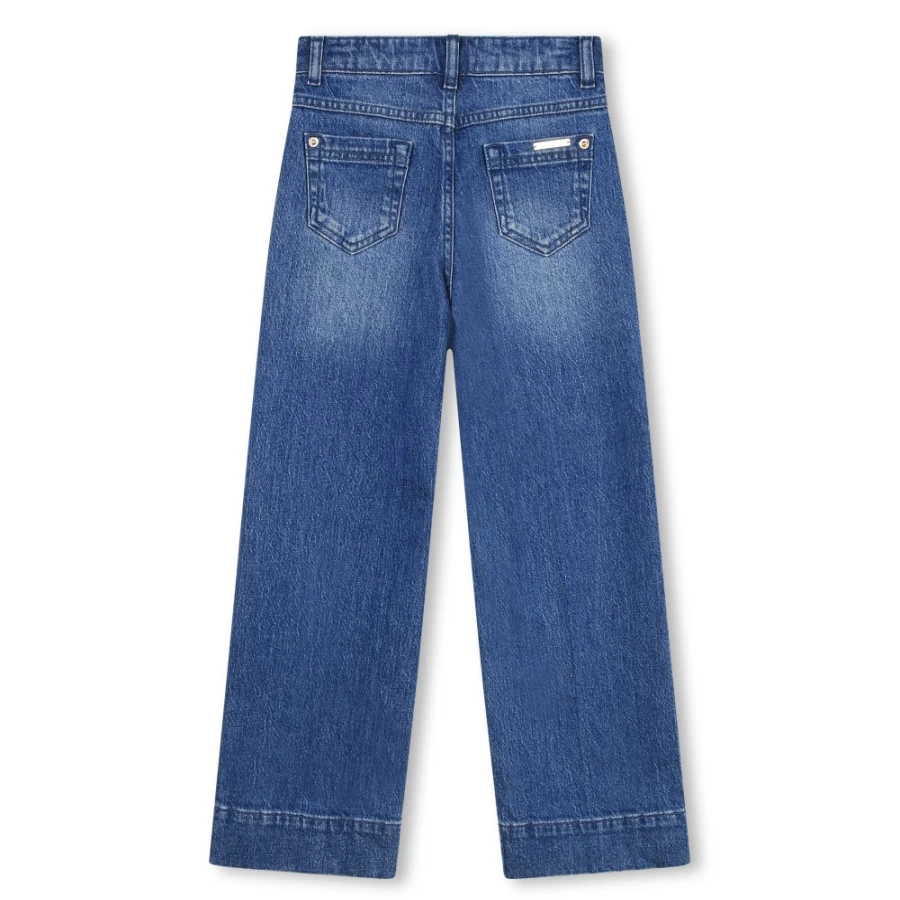 MICHAEL KORS Girls Denim Blue Cotton Jeans for Comfort and Style